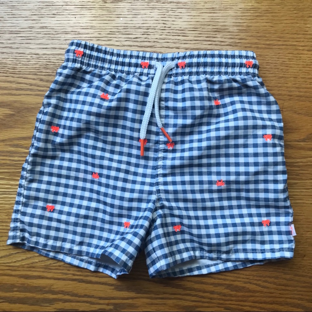 Jacadi check print embroidered trunks